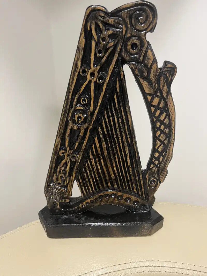 Hand-Carved Wooden Harp – Irish Inspired Sculpture Variants