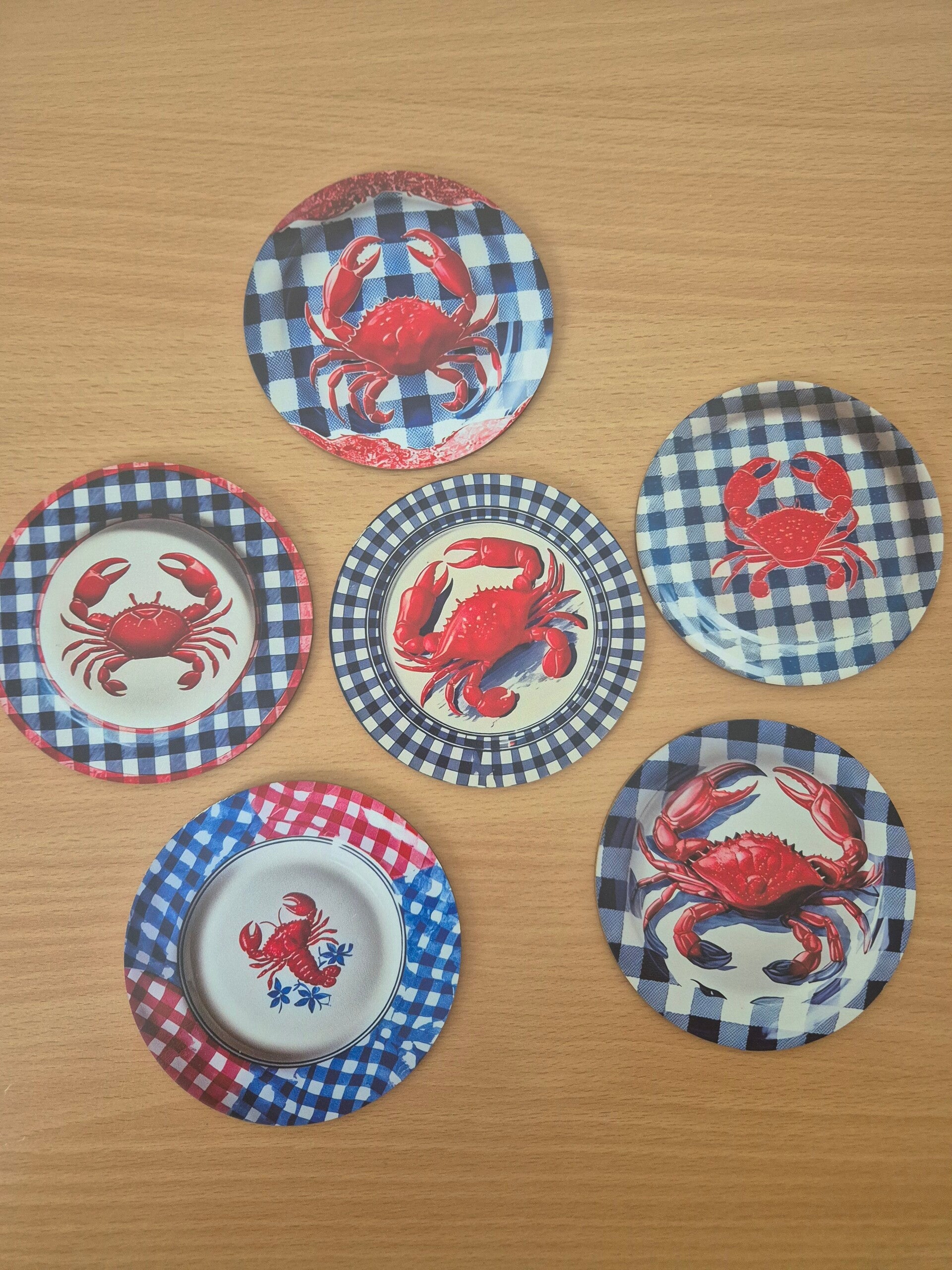 Onderzetters blauw/rood  (set van 6)