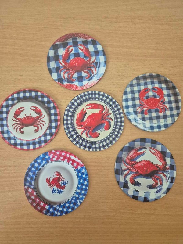 Onderzetters blauw/rood  (set van 6)