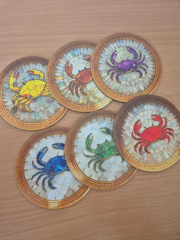 Onderzetters gekleurde krabben  (set van 6)