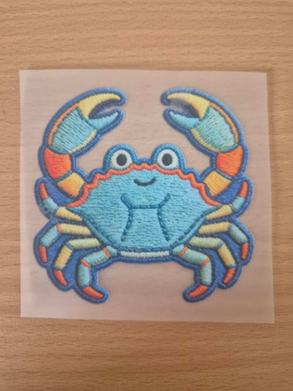 Strijk sticker blauwe krab