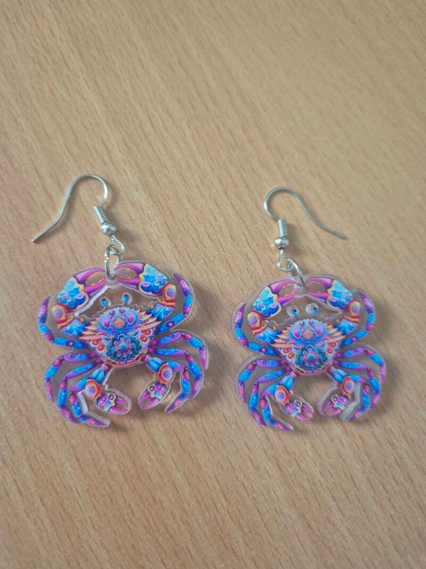 Krabben oorbellen hangers - Multicolor