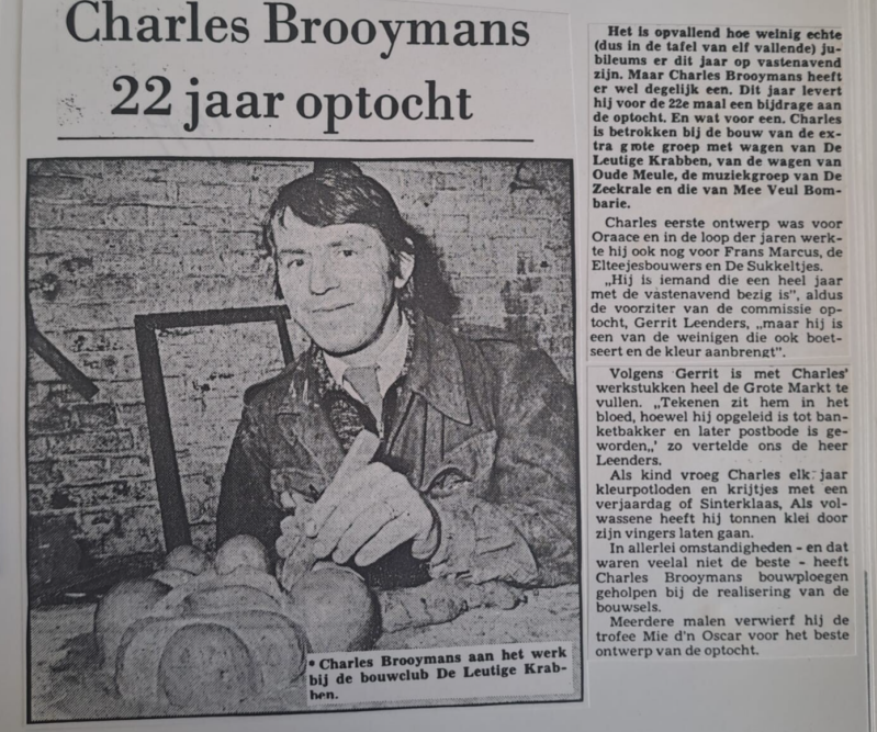Archief 1979 - Charles Brooymans 22 jaar optocht in het krabbegat