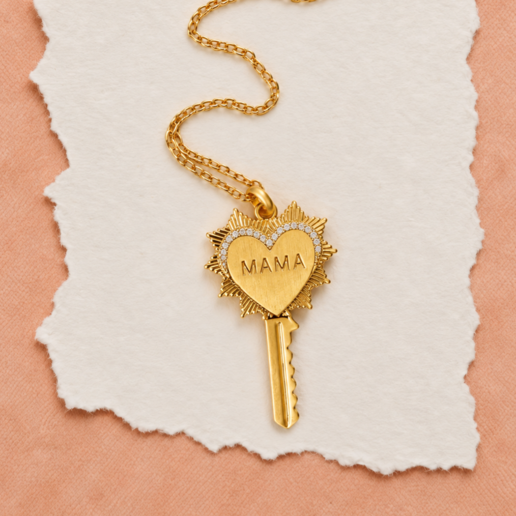 HEART KEY  MAMA necklace