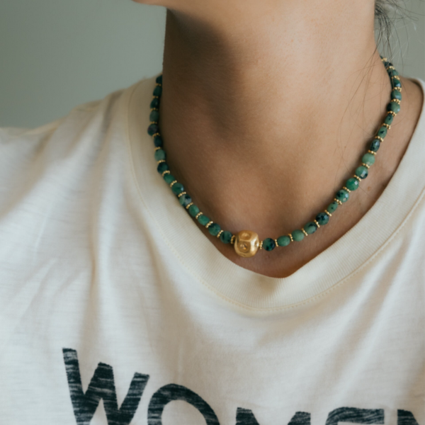 X Necklace - Ruby zoisite