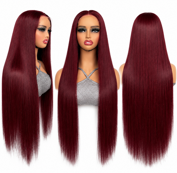Red Wig 5x5 Frontal Straight Wave 200% Density Wig