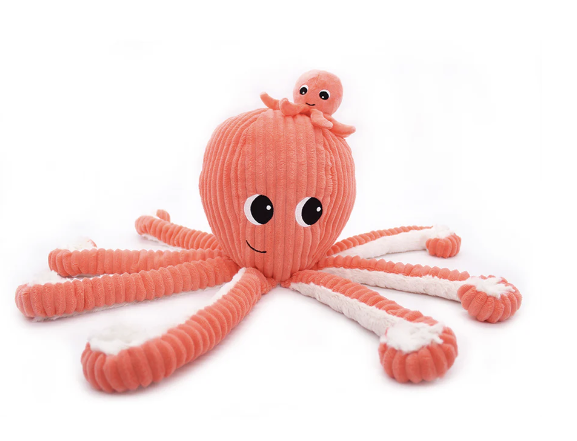 Peluche pieuvre Filou maman et son bébé corail - Les Ptipotos