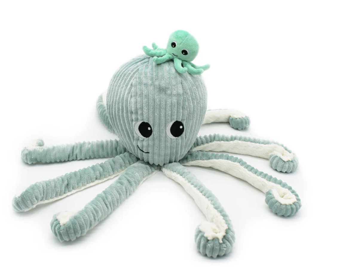 Peluche pieuvre Filou maman et son bébé menthe - Les Ptipotos