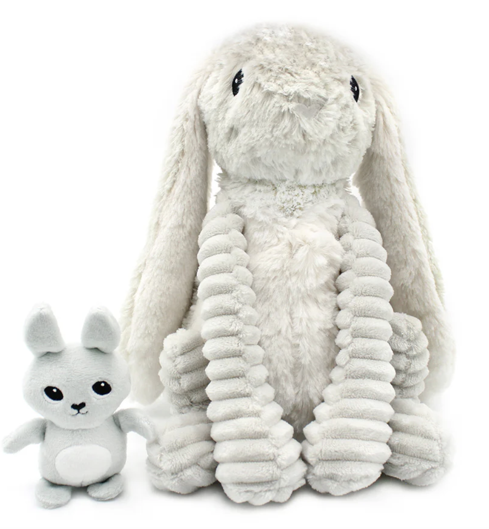 Peluche lapin Toudou maman et son bébé gris clair - Les Ptipotos