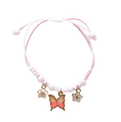 Bracelet cordon Papillon Rose