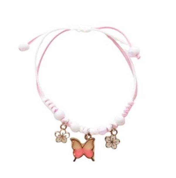 Bracelet cordon Papillon Rose