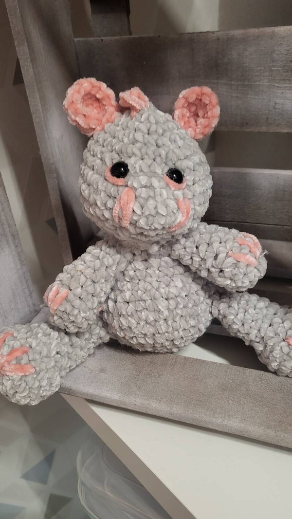 Drache in Grau  mit Sicherheitsaugen 1 5cm Hoch