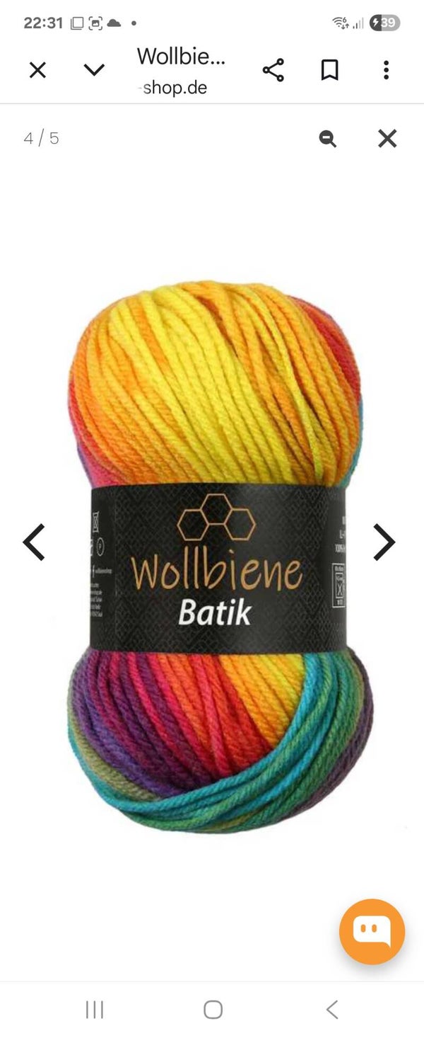 Batik Verlaufswolle 100 gr. Regenbogen LL 100 M