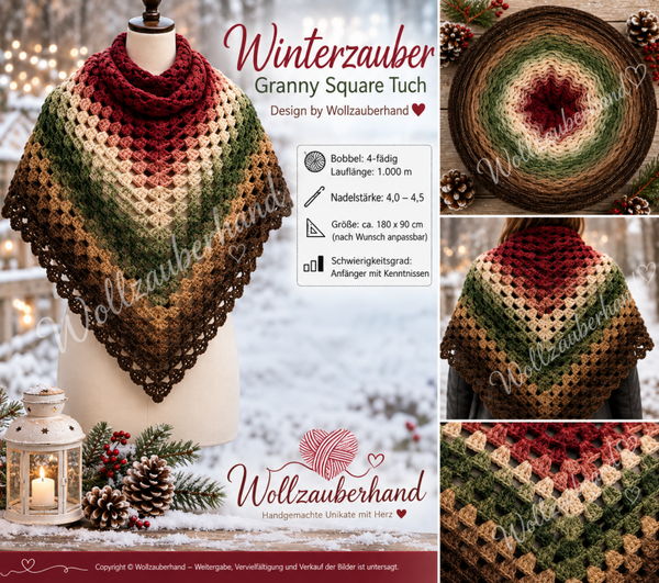 Winterzauber granny square Tuch