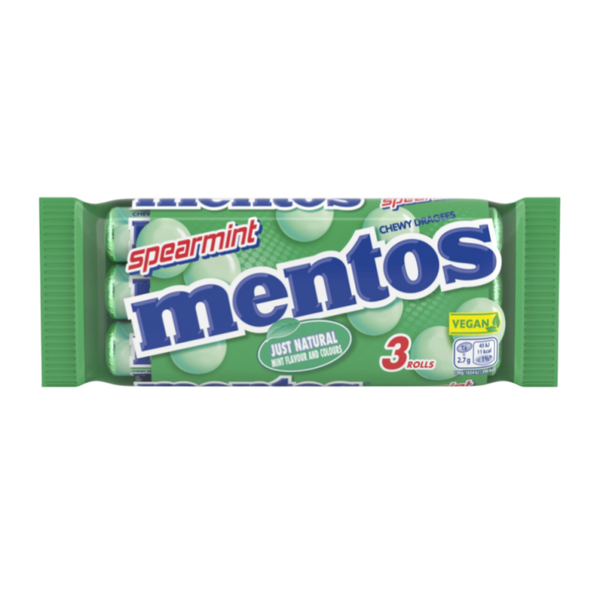 mentos spearmint chlorophylle (pack 3 rollen)