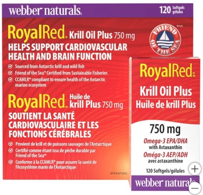 webber naturals 750 mg Royal Red Krill Oil Plus with Astaxanthin, 120-count