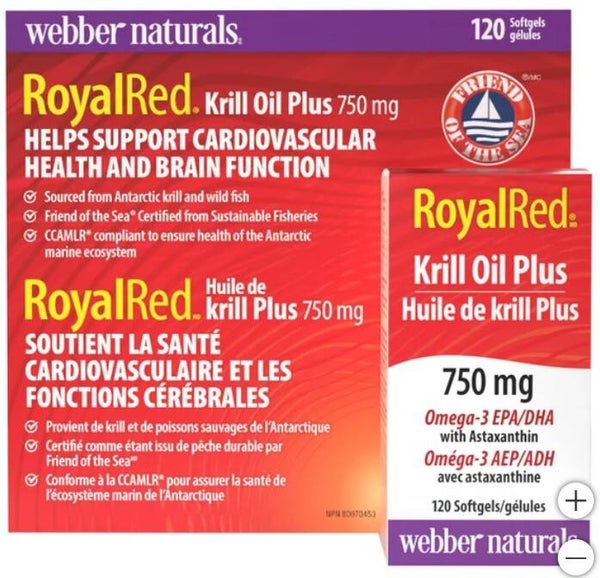 webber naturals 750 mg Royal Red Krill Oil Plus with Astaxanthin, 120-count