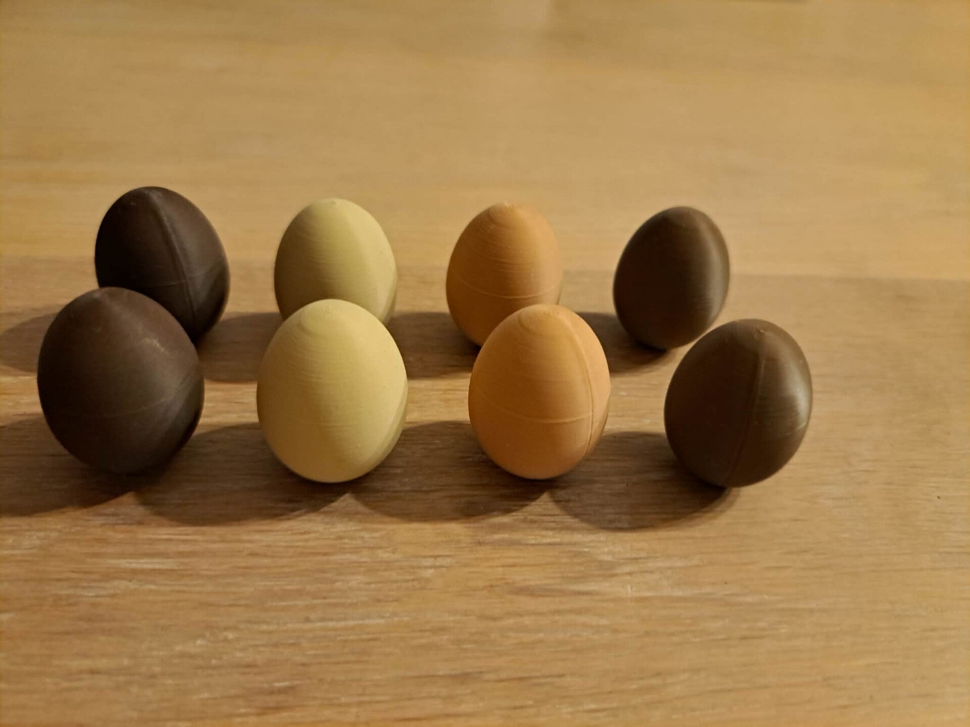 setje chocolade eitjes 3D, 4 kleuren