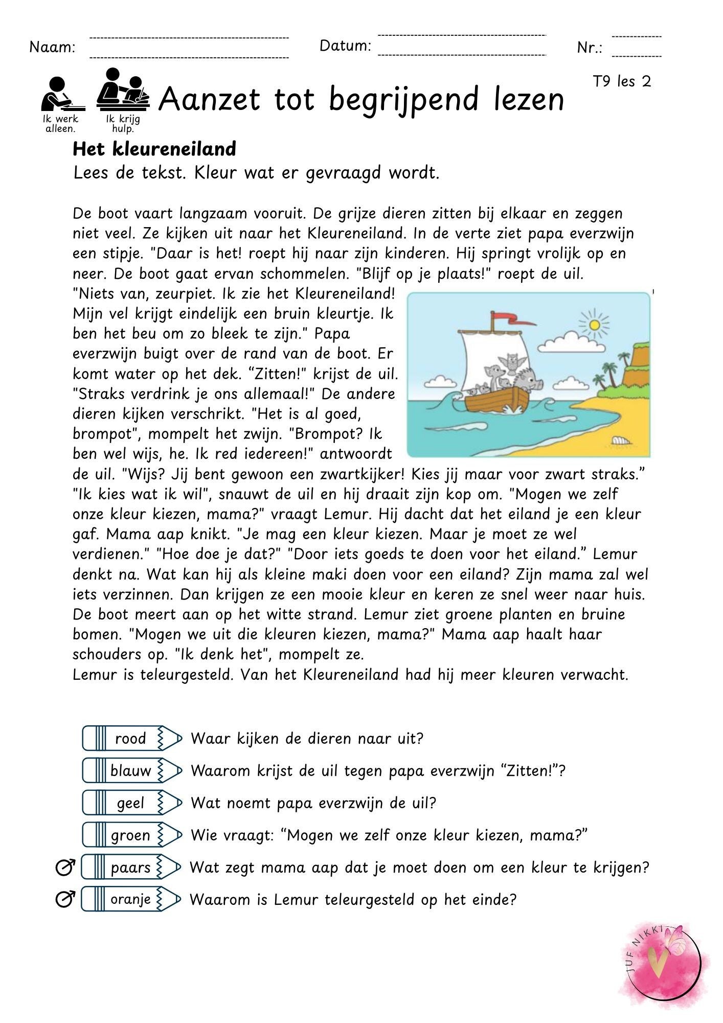 Aanzet tot begrijpend lezen - thema 9