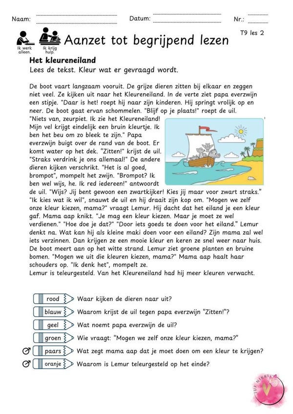 Aanzet tot begrijpend lezen - thema 9