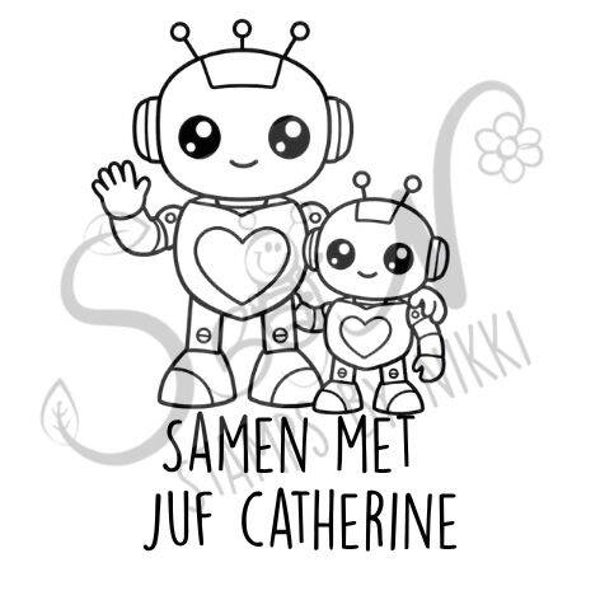 Stempel - Robot - Samen met juf/meester 'X'