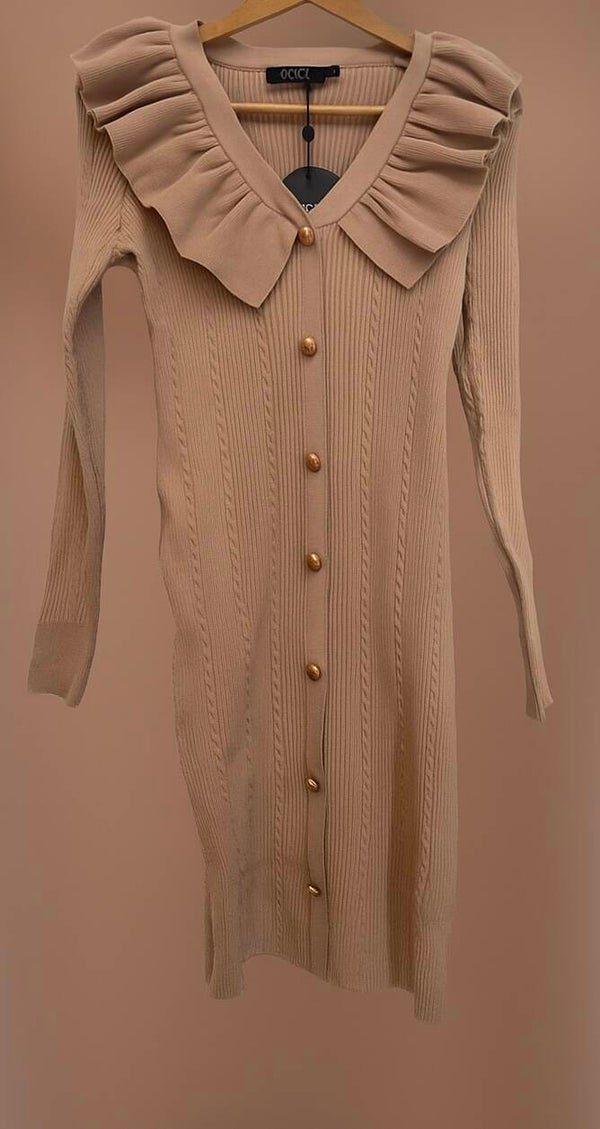 Robe Taille Unique Beige Marron