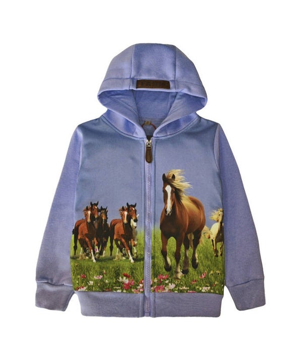 Lila vest met paarden op het land