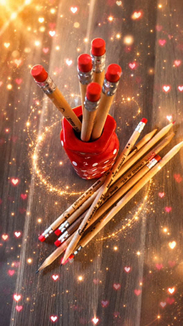 Crayon de papier "gomme chaussée au nez...bonne mine assurée" avec une gomme rouge