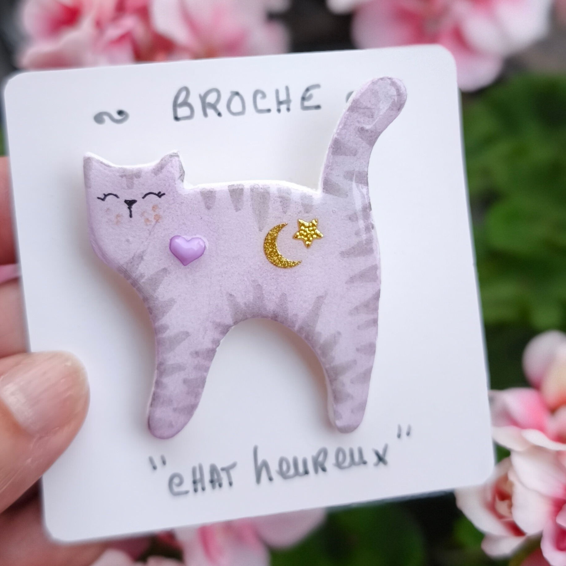Broche « Chat Heureux » Séléné