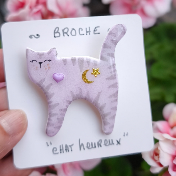 Broche « Chat Heureux » Séléné