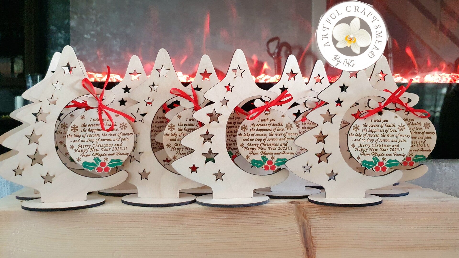 Personalized Custom Wooden Christmas Tree With Bauble, Christmas Wishes, Xmas Decoration, Gift For Family, Decor