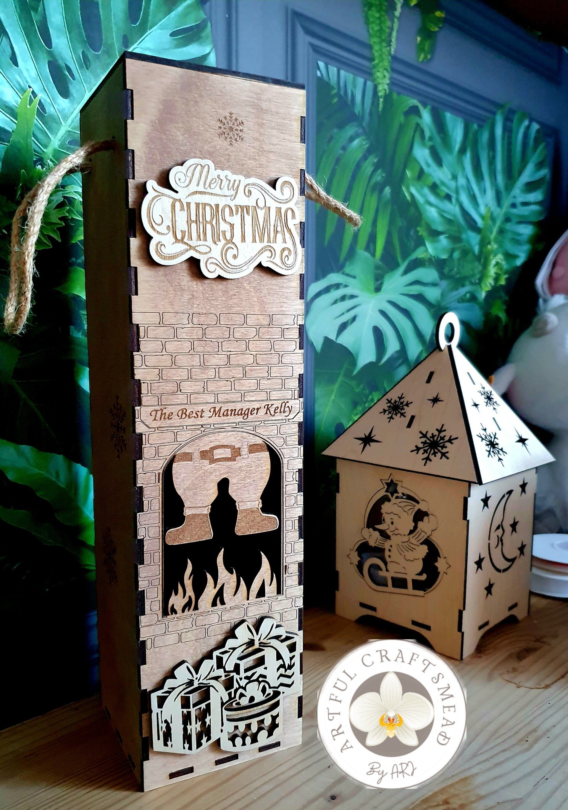 Celebrate Christmas with Our Personalized Plywood Wine Box, Wine Christmas Box, Alco Box Gift Decor