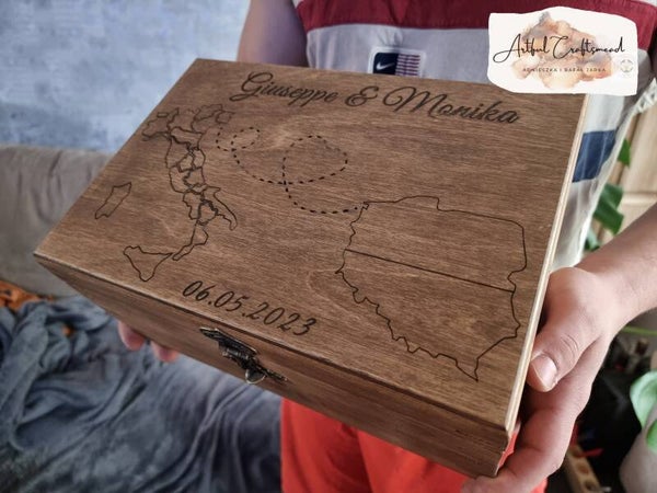 Keepsake Wedding Box, Adventure, World Map Box, Travel, Decorative, Personalized Box, Memory Box, Wedding Gift, Wooden Box Anniversary Map