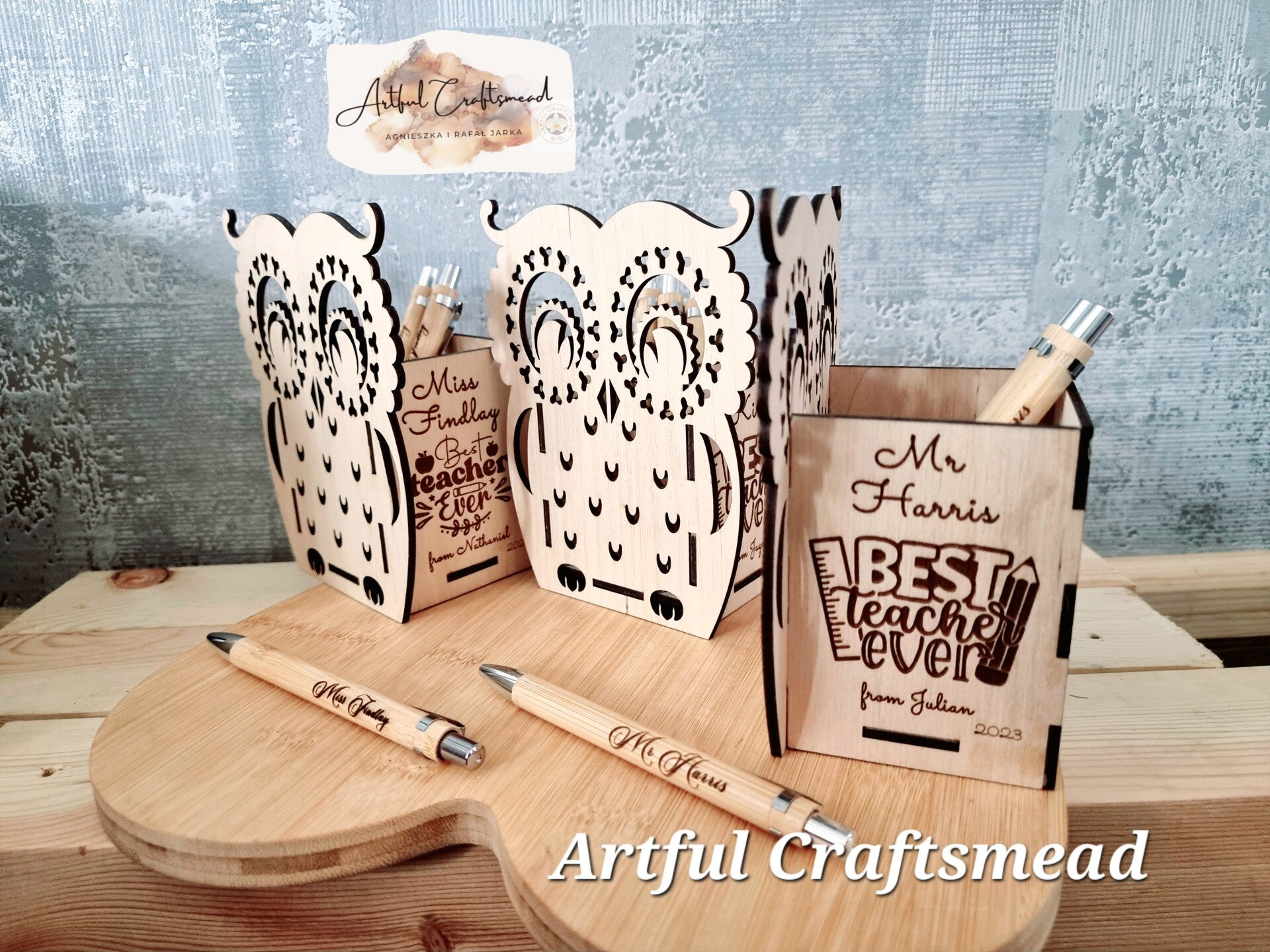 Elegant Owl-Shaped Desk Organizers – Personalized for Every Occasion, Custom Organizer Desk With Name For All Occasion