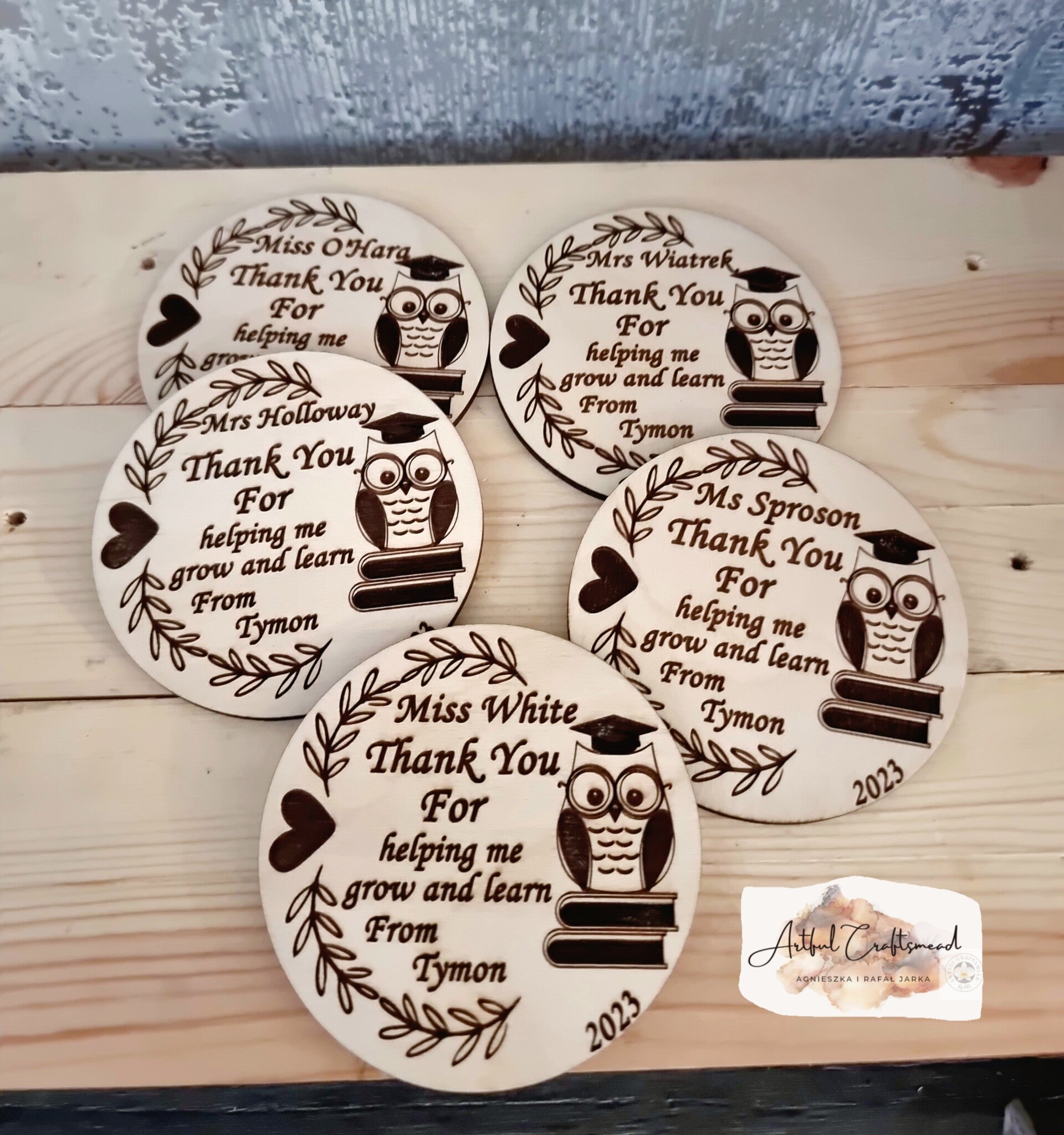 Personalized Wooden Magnets for Teachers