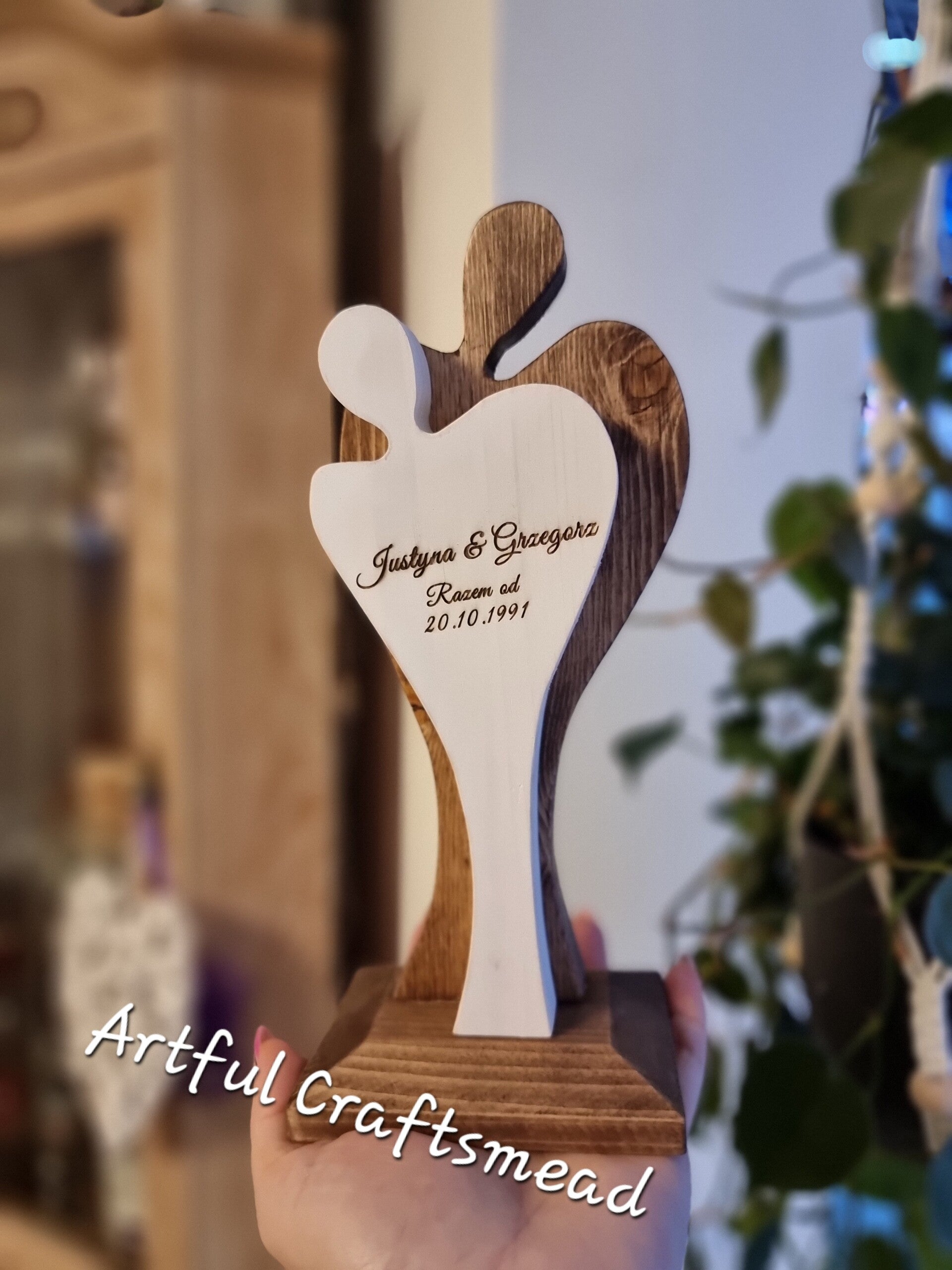 Personalized Wooden Sculpture, He and She Together Gift, Wedding, Anniversary, Valentine, Love, Always Forever, With Names and Date