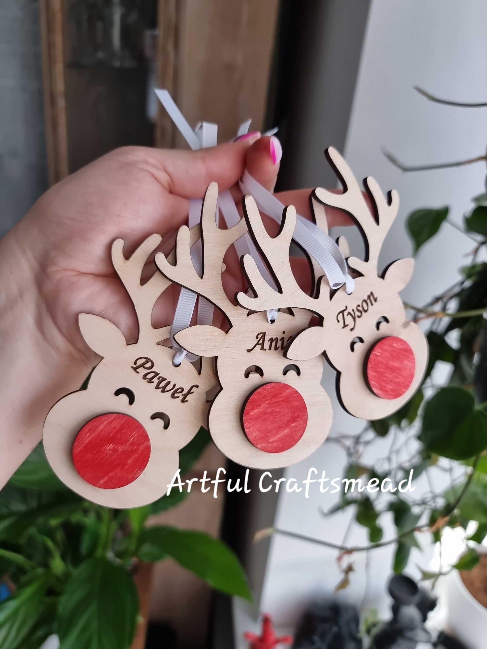 Christmas with Our Personalized Reindeer Ornament,  Xmas Tree decorations with name