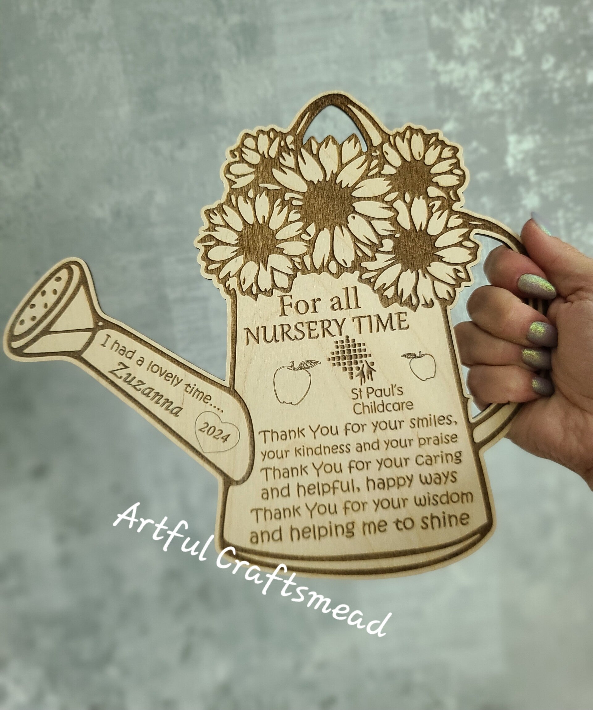 Personalized Sunflower Watering Can – Unique Gift for Schools and Preschools, Nursery, Gift For Teachers, Thank You Present
