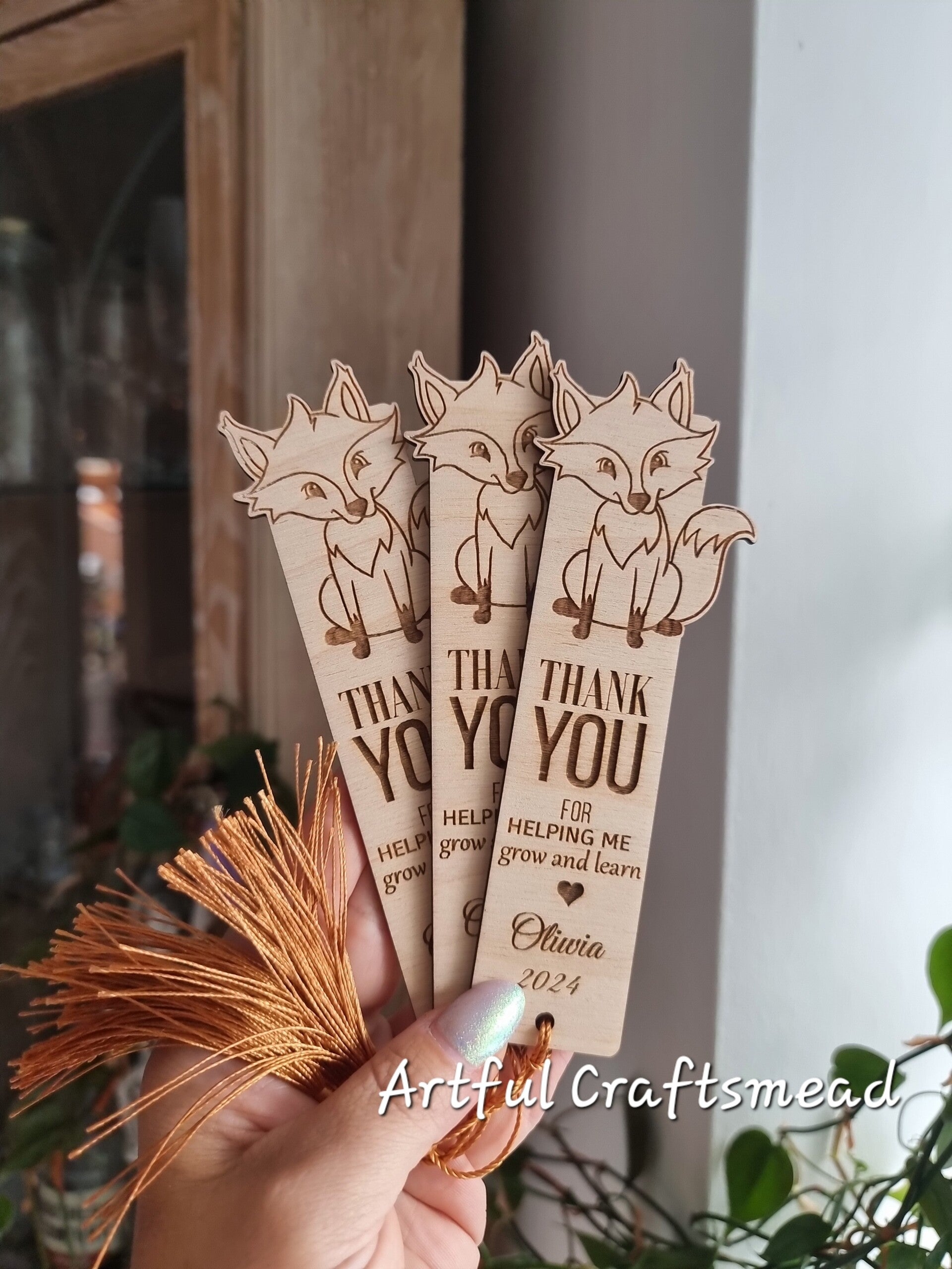 Personalised Wooden Fox Bookmark – Teacher Appreciation Gift