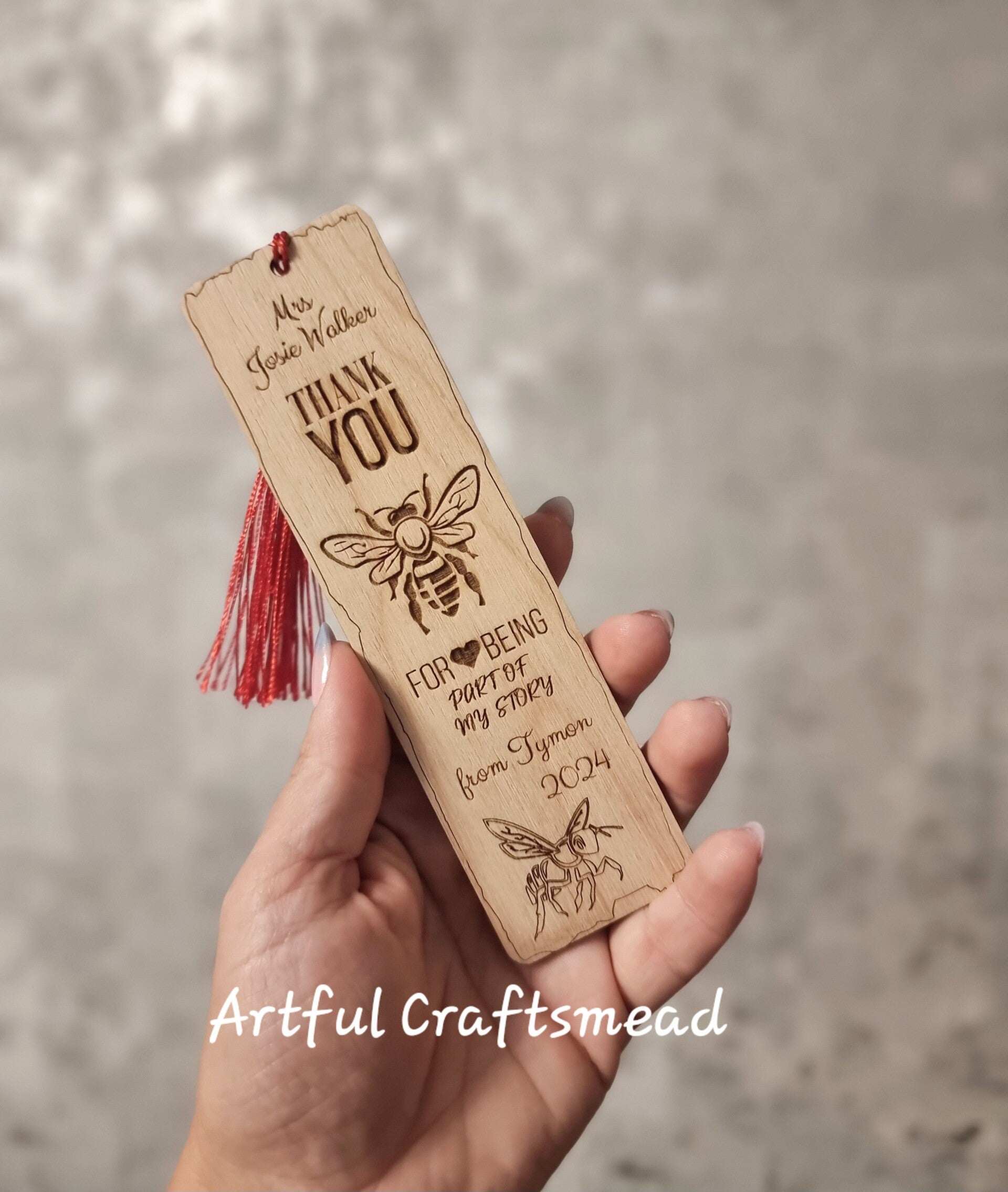Personalised Wooden Bee Bookmark – Teacher Thank You Gift