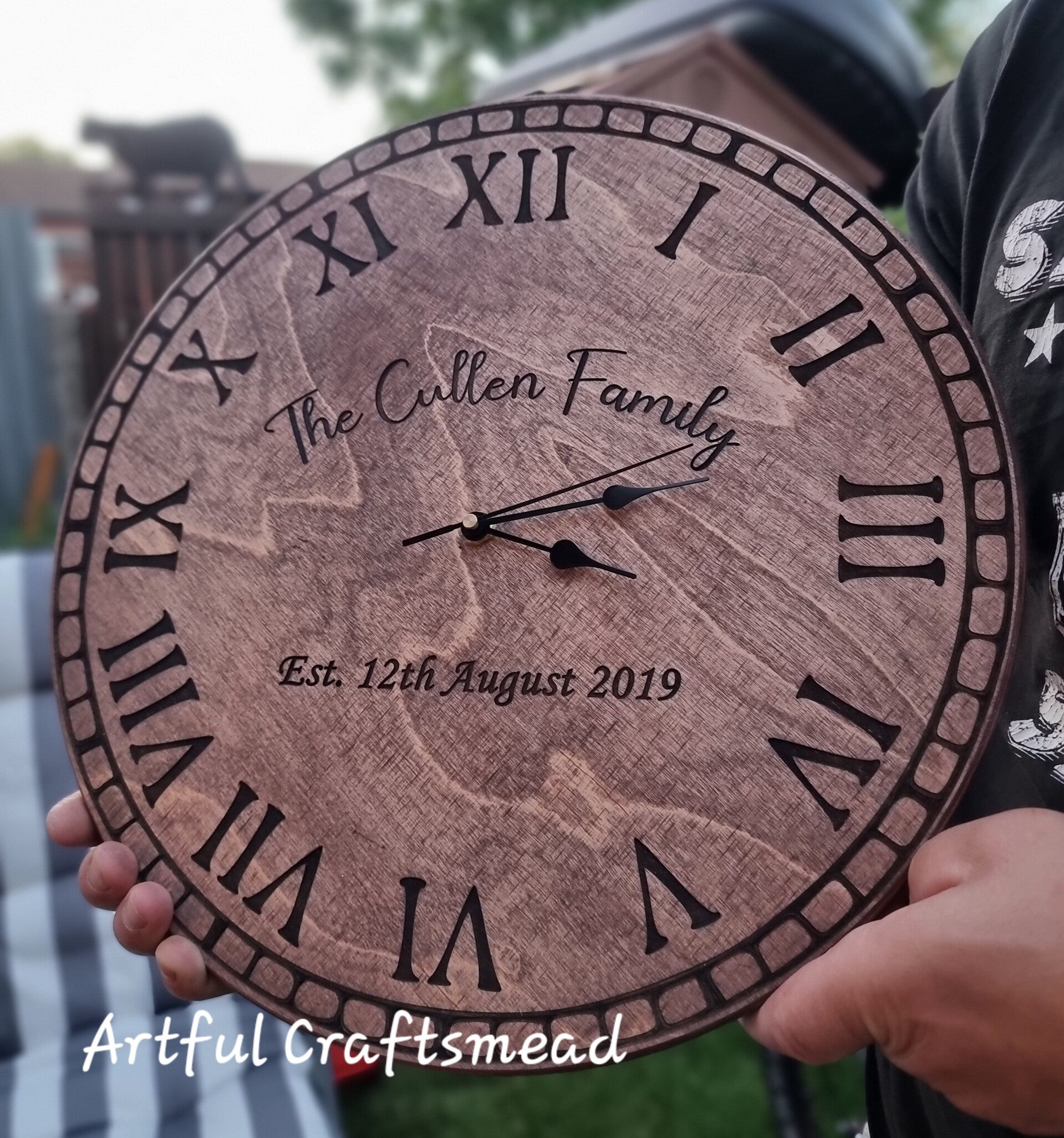 Personalised Wooden Wall Clock – A Thoughtful Gift for Special Occasions, Clock With Names And Date, Personalizowany drewniany zegar scienny