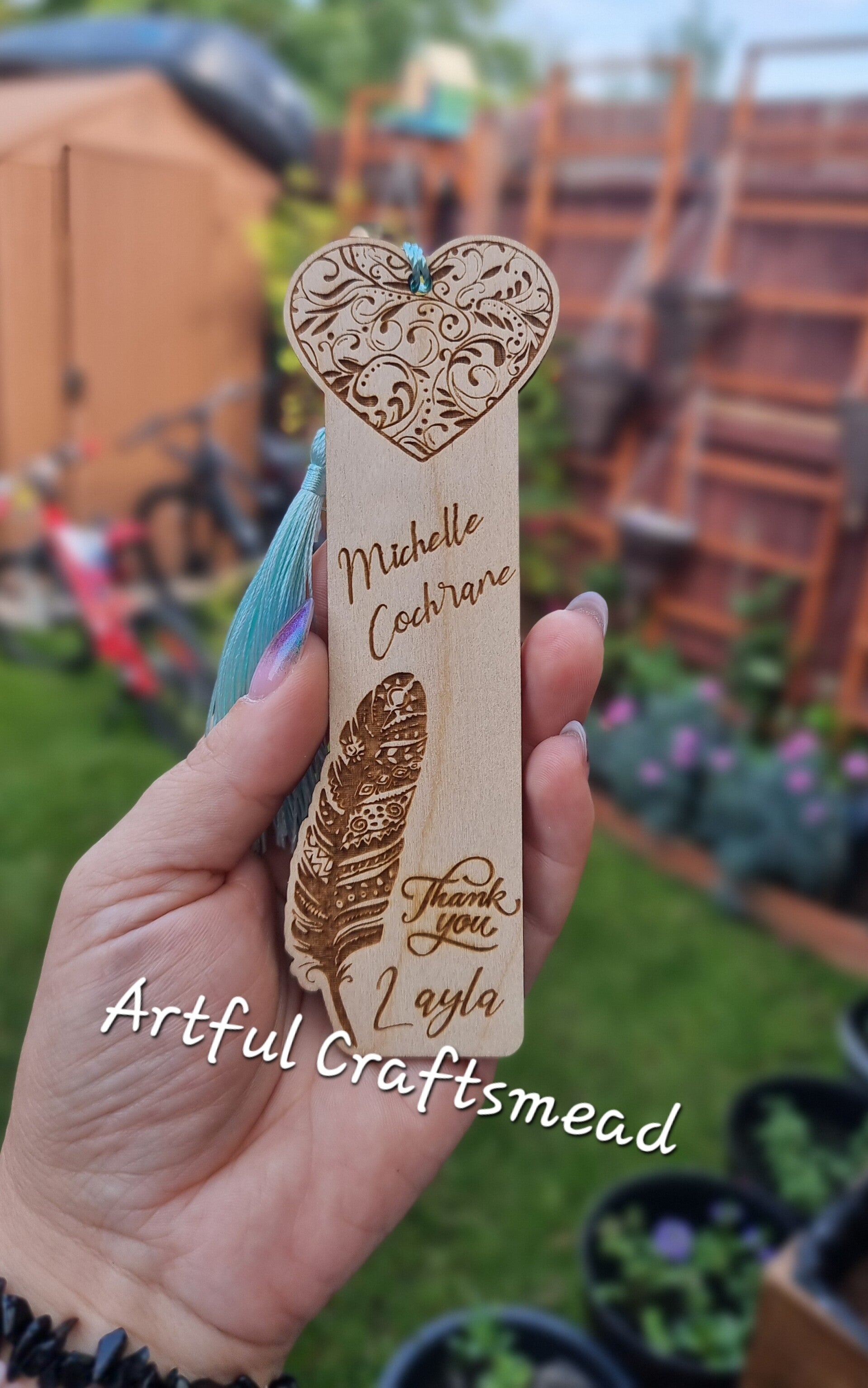 Wooden Heart Bookmark – Personalised Gift for Teacher