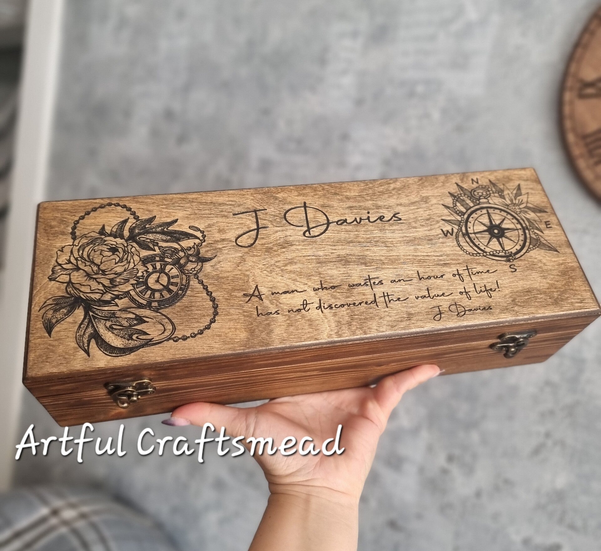 Personalised Wooden Box For 6 slots Watches, Custom Engraved Watches Box, Gift For All Occasion, Watch Organizer, Watch Case, Box For Her, Woman