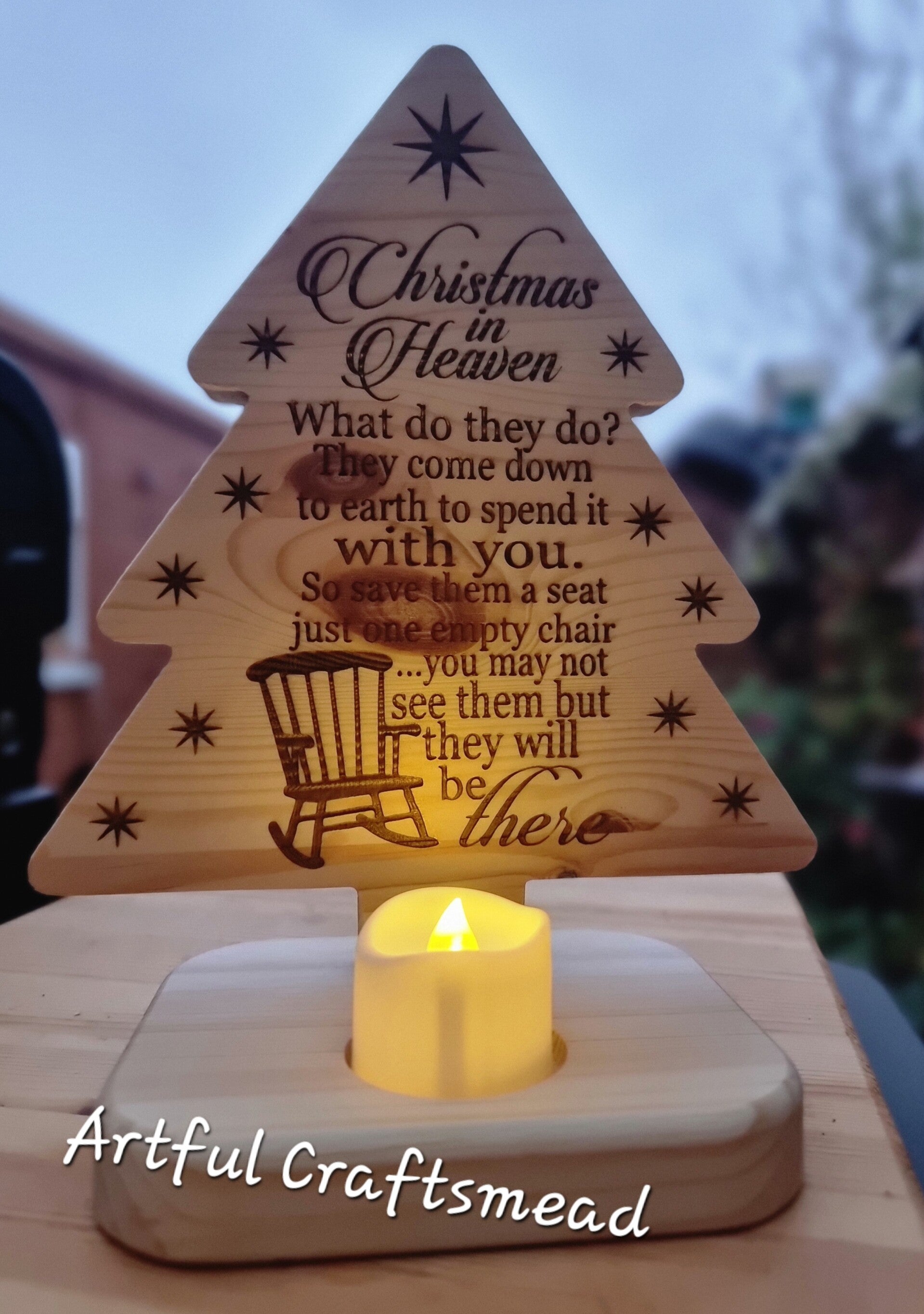 Christmas in Heaven Wooden Pine Tree with Light, Christmas Tree Momerable, Loss One Memorial