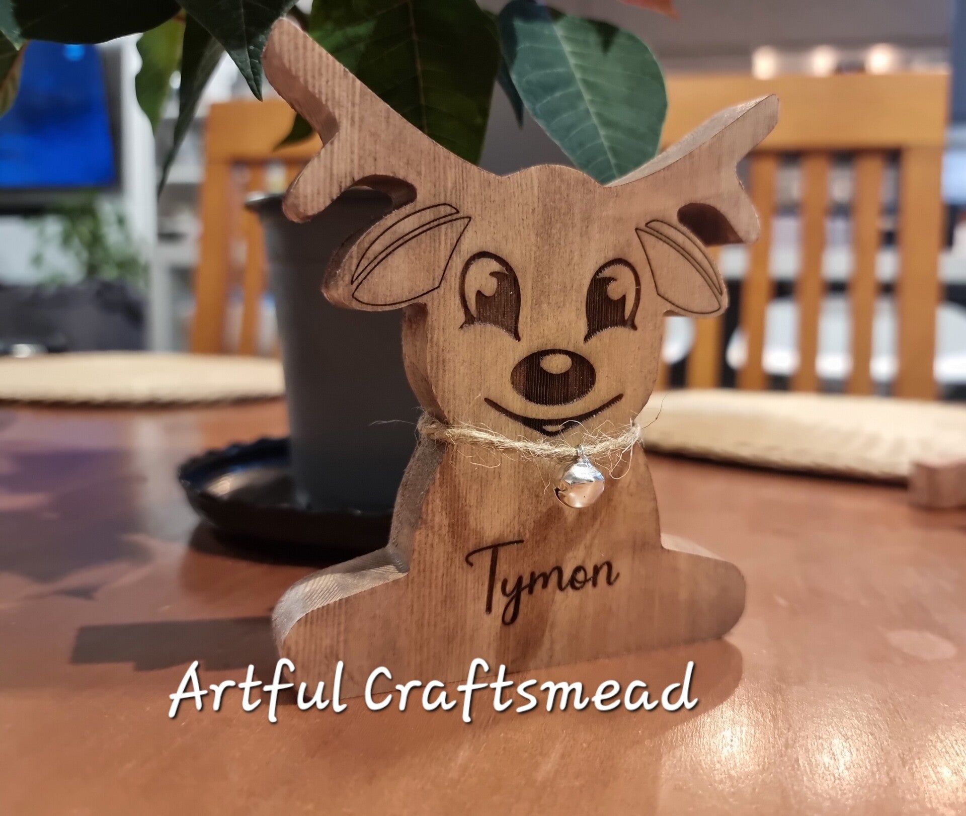 Christmas Wood Personalised Reindeer, Custom With Name or Message, Drewniany Renifer Personalizowany