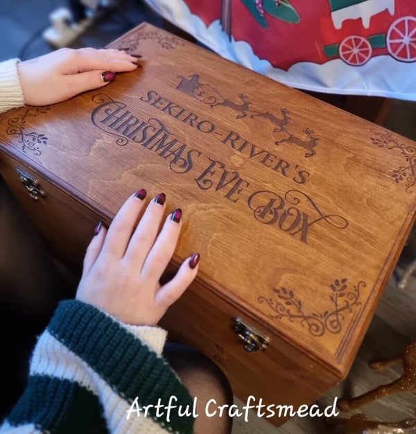 Personalised Large Wooden Christmas Eve Box – Extra Big Keepsake Chest – Handmade Memory Box – Custom Gift Box for All Occasions