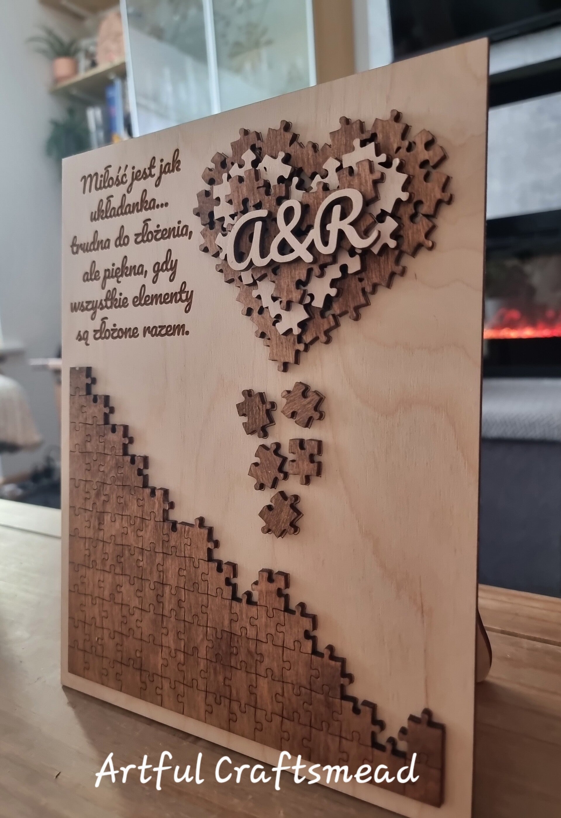 Love Puzzle Plaque - The Perfect Gift for Your Beloved, **Tablica Obraz z Plywood - Idealny Prezent dla Zakochanych**