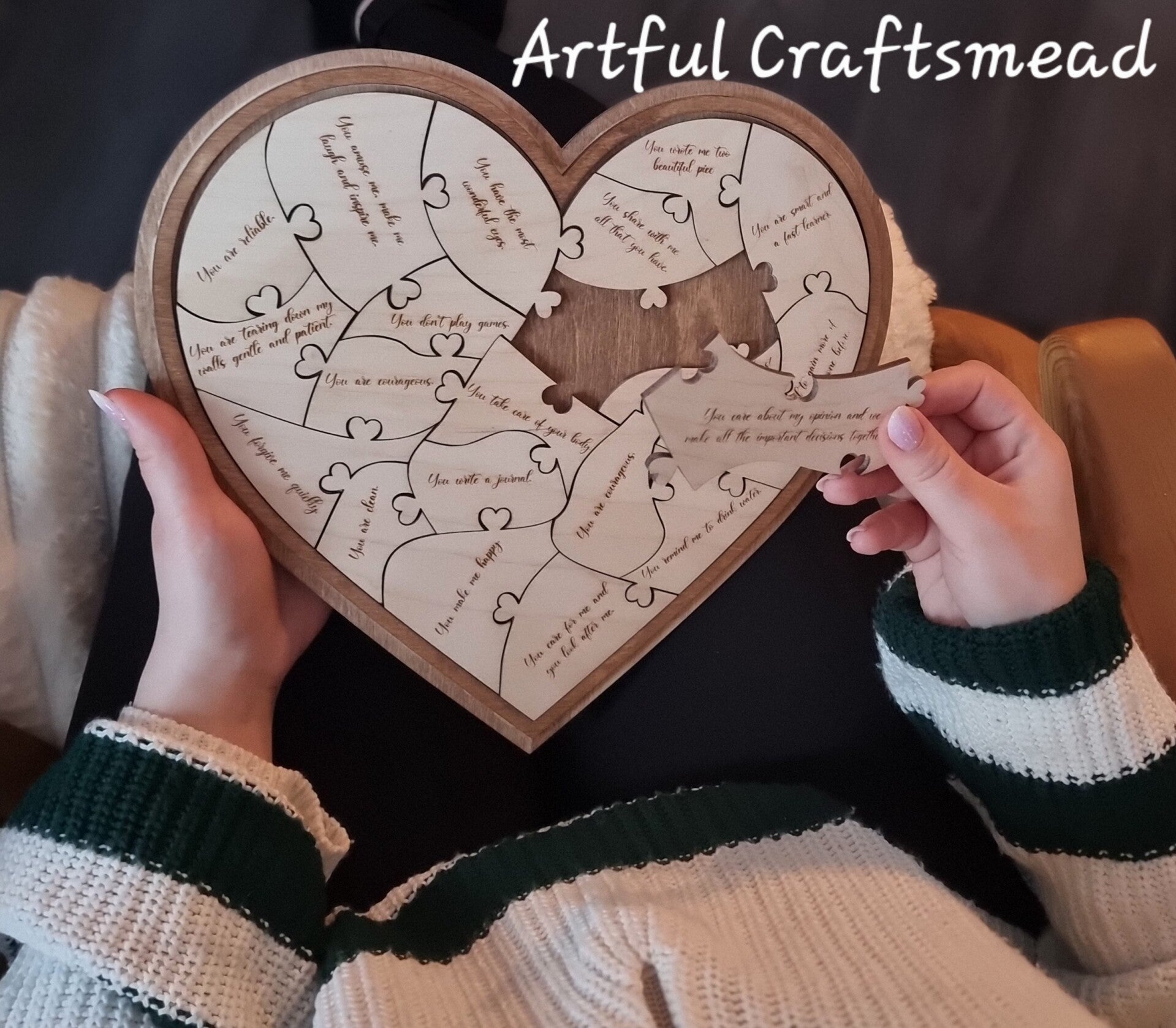 Personalised Unique Wooden Gift For Couple Love, Heart-Shaped Puzzle Box - The Ultimate Love Gift, Reasons Why I Love You, Unikalne drewniane serce 20 powodów dlaczego cię kocham