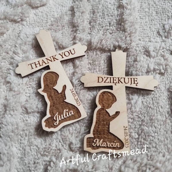 Heartfelt Thank You Magnets in the Shape of a Cross** Serdeczne magnesy z podziękowaniami w kształcie krzyża