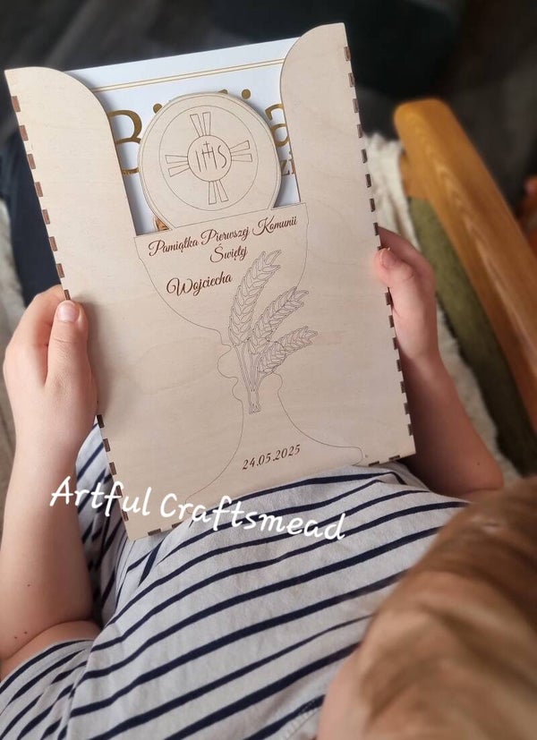 Personalized Wooden Slide Box for a Bible or Special Book** spersonalizowane drewniane pudełko na wsunięcie, na Biblię lub wyjątkową książkę
